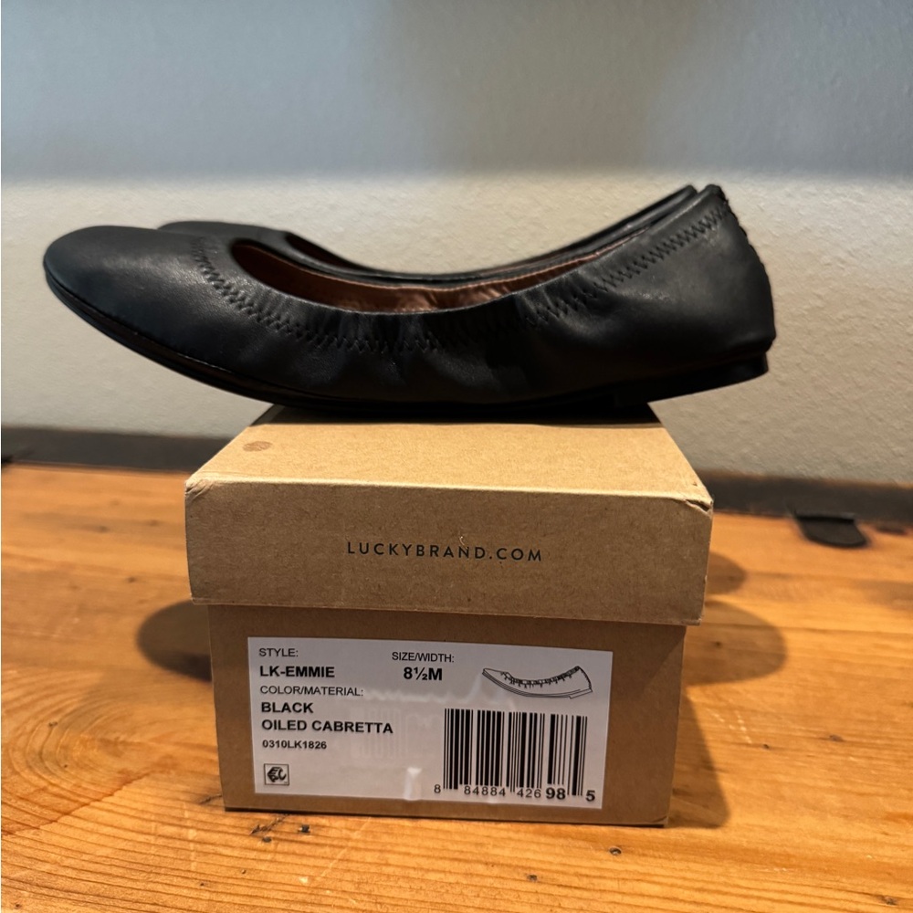 Lucky Brand Emmie Ballet Flats – Black Leather – Size 8.5